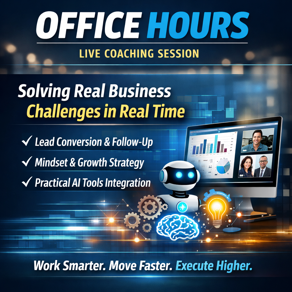 Office Hours is our weekly live coaching session where we solve real business challenges in real time  from lead conversion and followup to mindset an-1